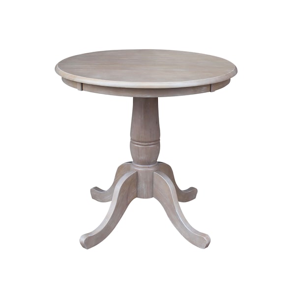 International Concepts Round 30 in Round Top Pedestal Table, 28.9 inH, Washed Gray Taupe, 30 W, 30 L, 28.9 in H, Wood K09-30RT - main